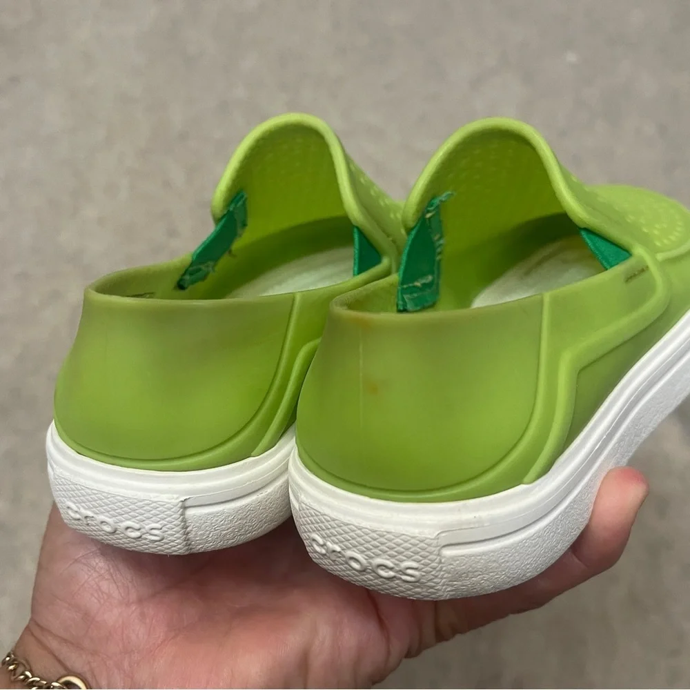 CROCS Citilane Roka Slip On Water Boat Shoe Sneakers Lime Green Kids Size 11C